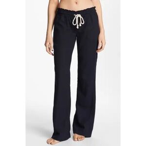 Roxy linen blend drawstring flare leg pants in black
